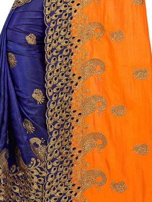 half & half embroidered saree with blouse - 16494320 - Standard Image - 4
