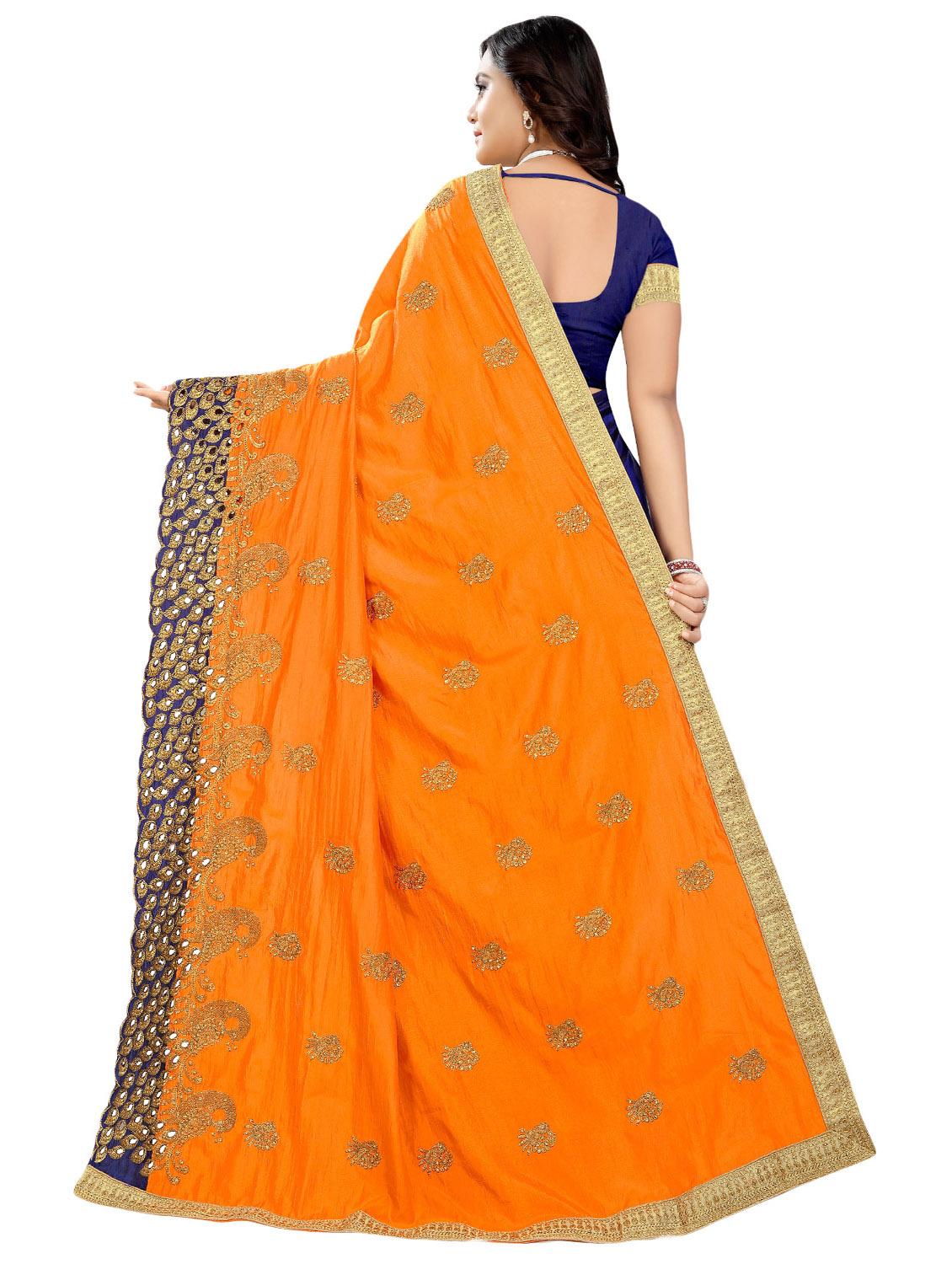 half & half embroidered saree with blouse - 16494320 - Zoom Image - 2