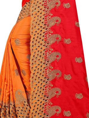 half & half embroidered saree with blouse - 16494321 - Standard Image - 3