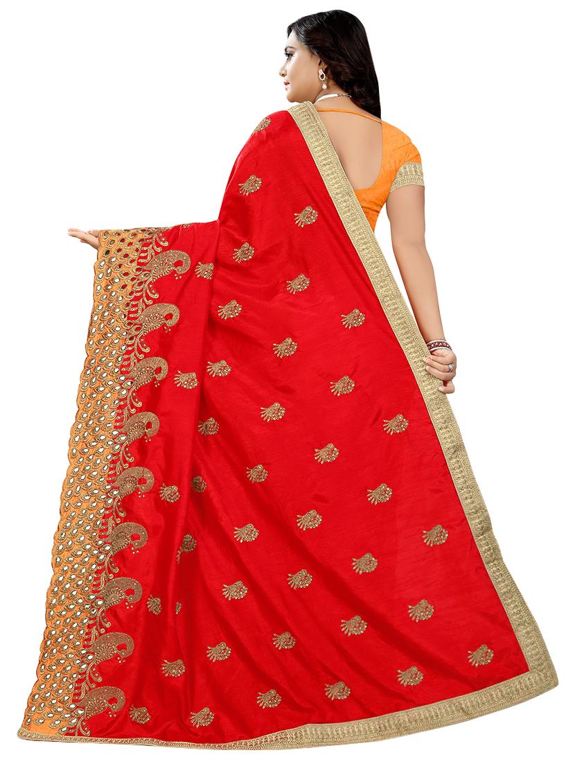 half & half embroidered saree with blouse - 16494321 - Zoom Image - 2