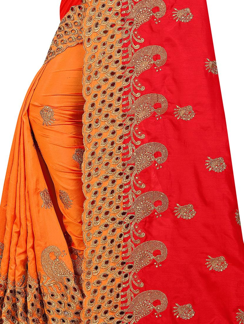 half & half embroidered saree with blouse - 16494321 - Zoom Image - 3