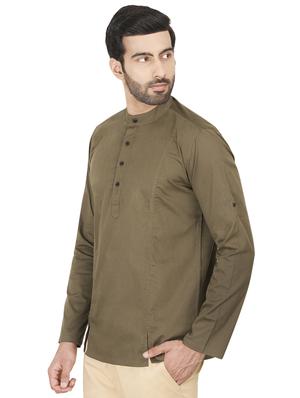 green solid short kurta - 16494352 - Standard Image - 2