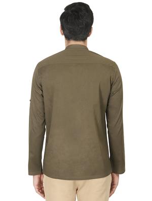green solid short kurta - 16494352 - Standard Image - 3