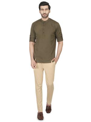 green solid short kurta - 16494352 - Standard Image - 4