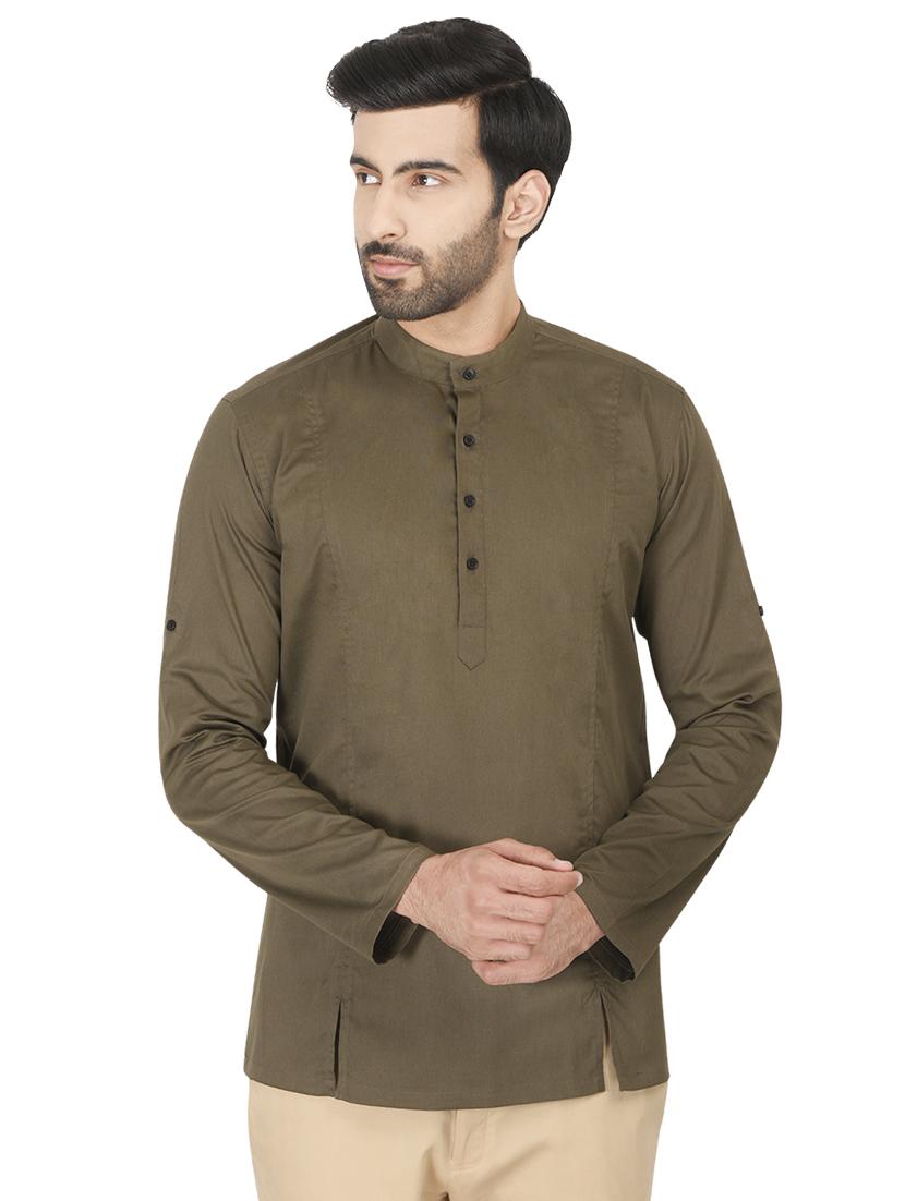 green solid short kurta - 16494352 - Zoom Image - 1