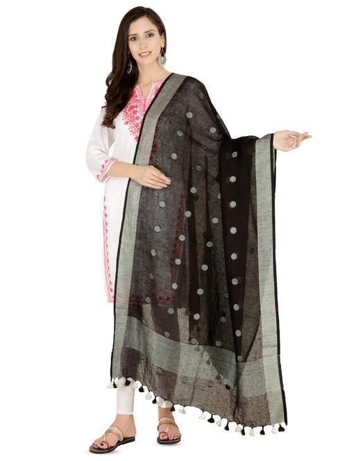 self-design dupatta with tassels - 16494479 - Standard Image - 1