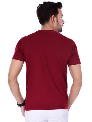 maroon color block pocket t-shirt - 16494683 - Standard Image - 3