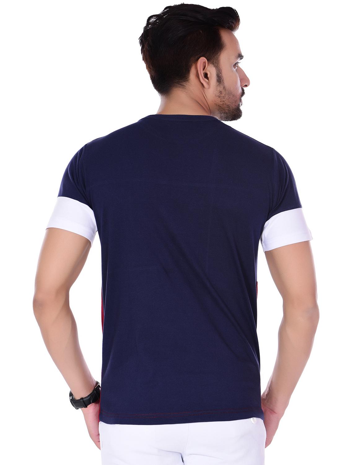 navy blue color block pocket t-shirt - 16494684 - Zoom Image - 3