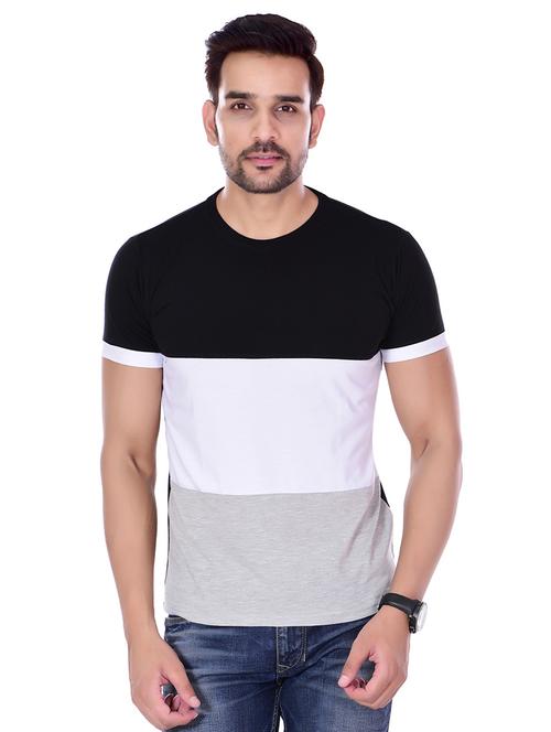 black color block cut & sew t-shirt - 16494690 - Standard Image - 1