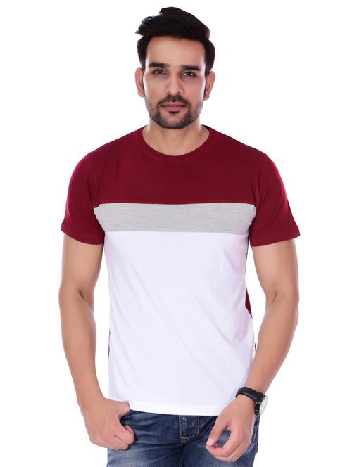 white color block cut & sew t-shirt - 16494692 - Standard Image - 1