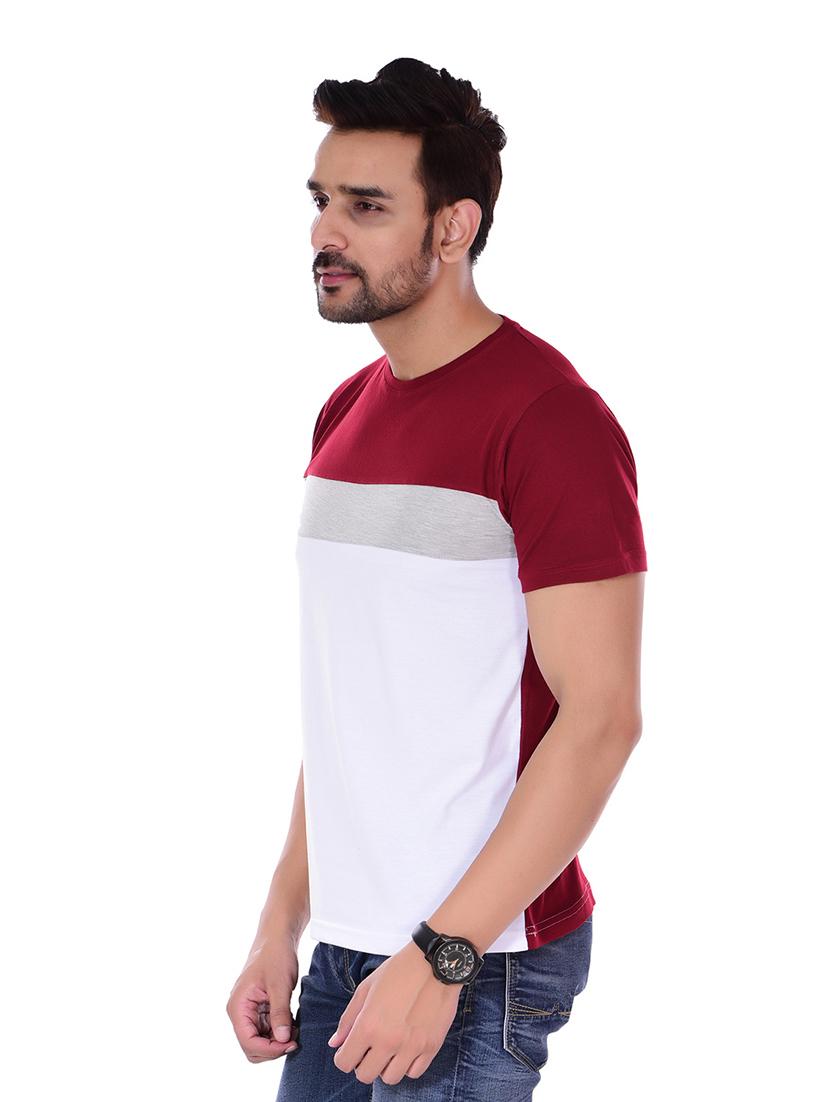 white color block cut & sew t-shirt - 16494692 - Zoom Image - 2