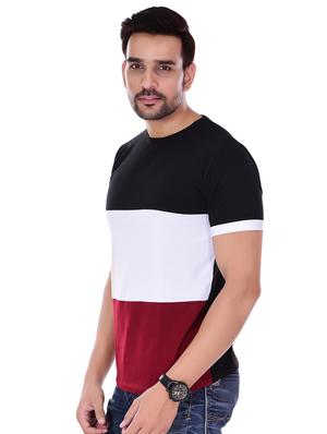 black color block cut & sew t-shirt - 16494693 - Standard Image - 2