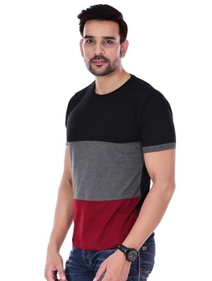 black color block cut & sew t-shirt - 16494694 - Standard Image - 2