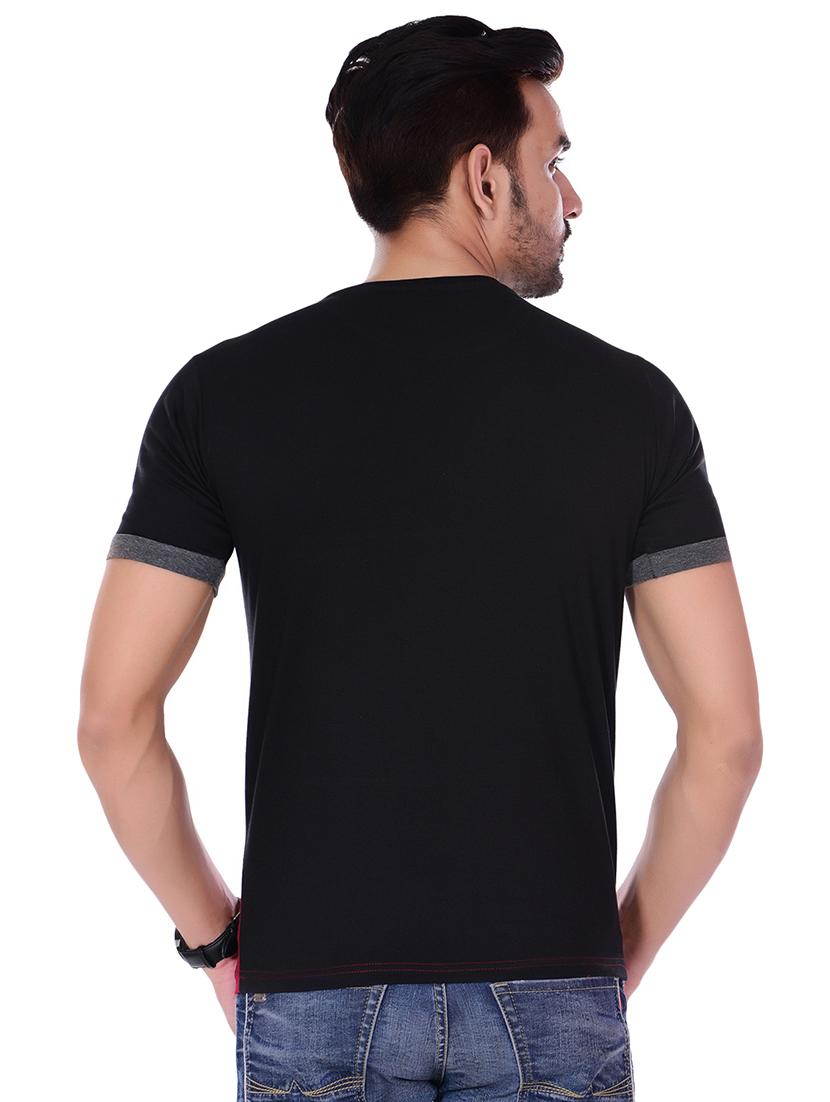 black color block cut & sew t-shirt - 16494694 - Zoom Image - 3