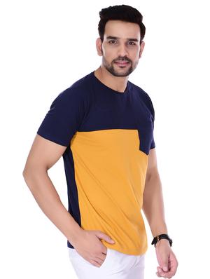navy blue color block pocket t-shirt - 16494697 - Standard Image - 2