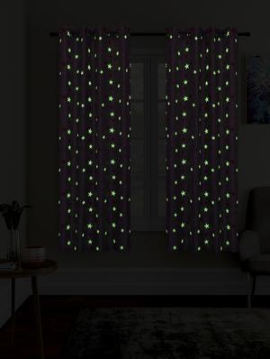 glow in dark room window curtain set of 2 - 16494931 - Standard Image - 2
