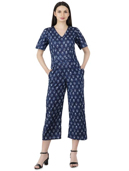 block print full leg jumpsuit - 16495296 - Standard Image - 1