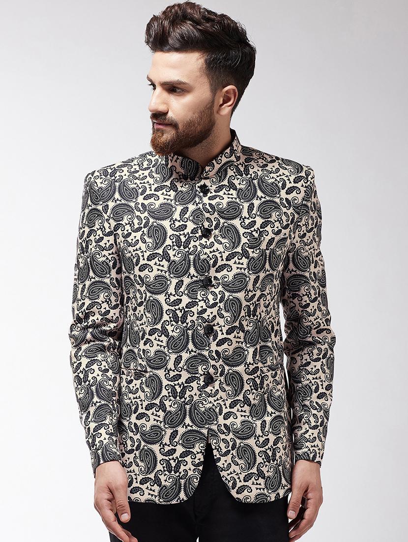 black printed bandhgala formal blazer - 16495457 - Zoom Image - 1
