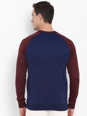 dark blue color block raglan sweatshirt - 16495518 - Standard Image - 3