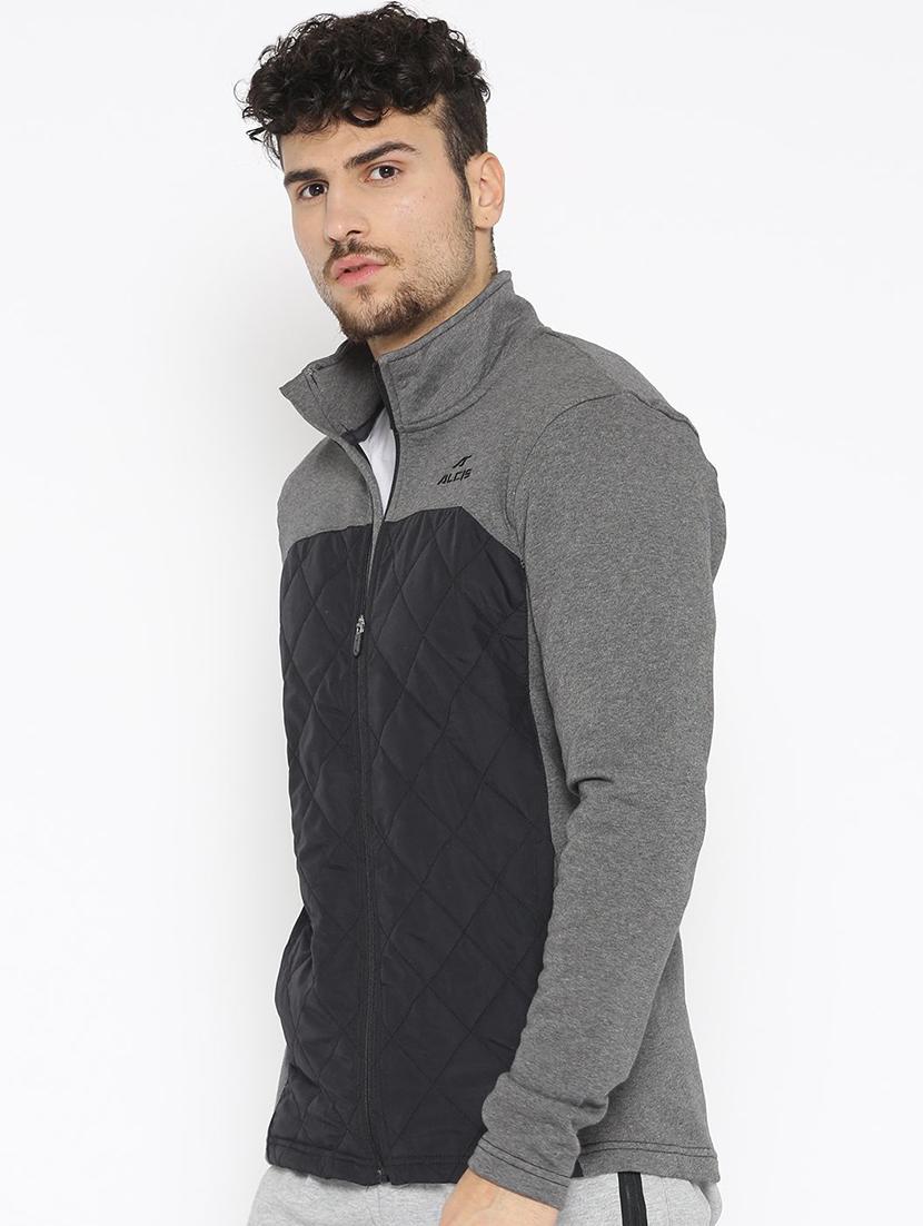 grey color block quilted jacket - 16495679 - Zoom Image - 2
