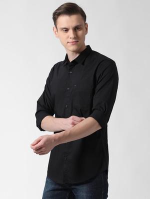 black solid casual shirt - 16495991 - Standard Image - 2