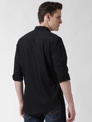 black solid casual shirt - 16495991 - Standard Image - 3