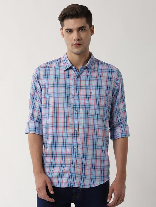 blue checkered casual shirt - 16496267 - Very Small Image - 1