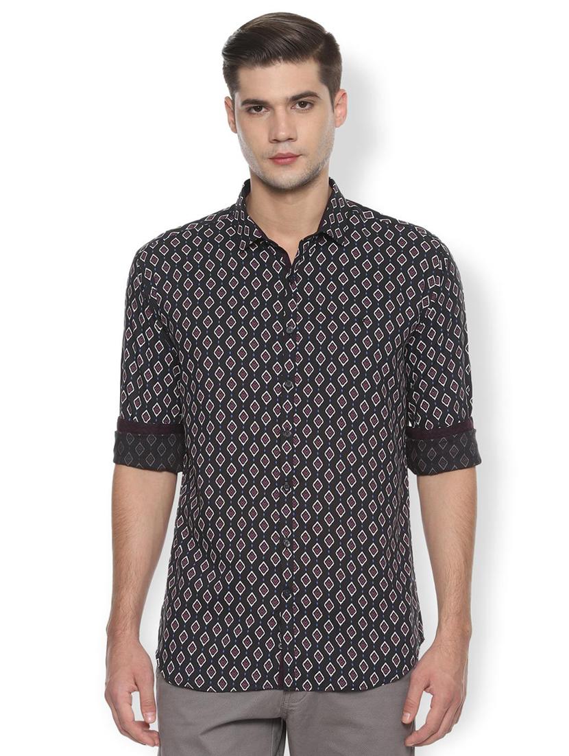 navy blue cotton blend casual shirt - 16496273 - Zoom Image - 1