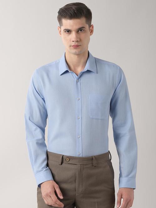 blue self design formal shirt - 16496365 - Standard Image - 1