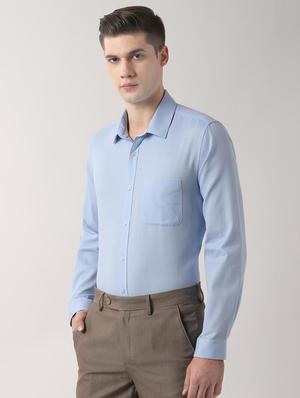 blue self design formal shirt - 16496365 - Standard Image - 2