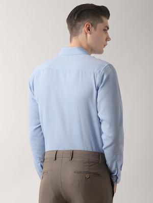 blue self design formal shirt - 16496365 - Standard Image - 3