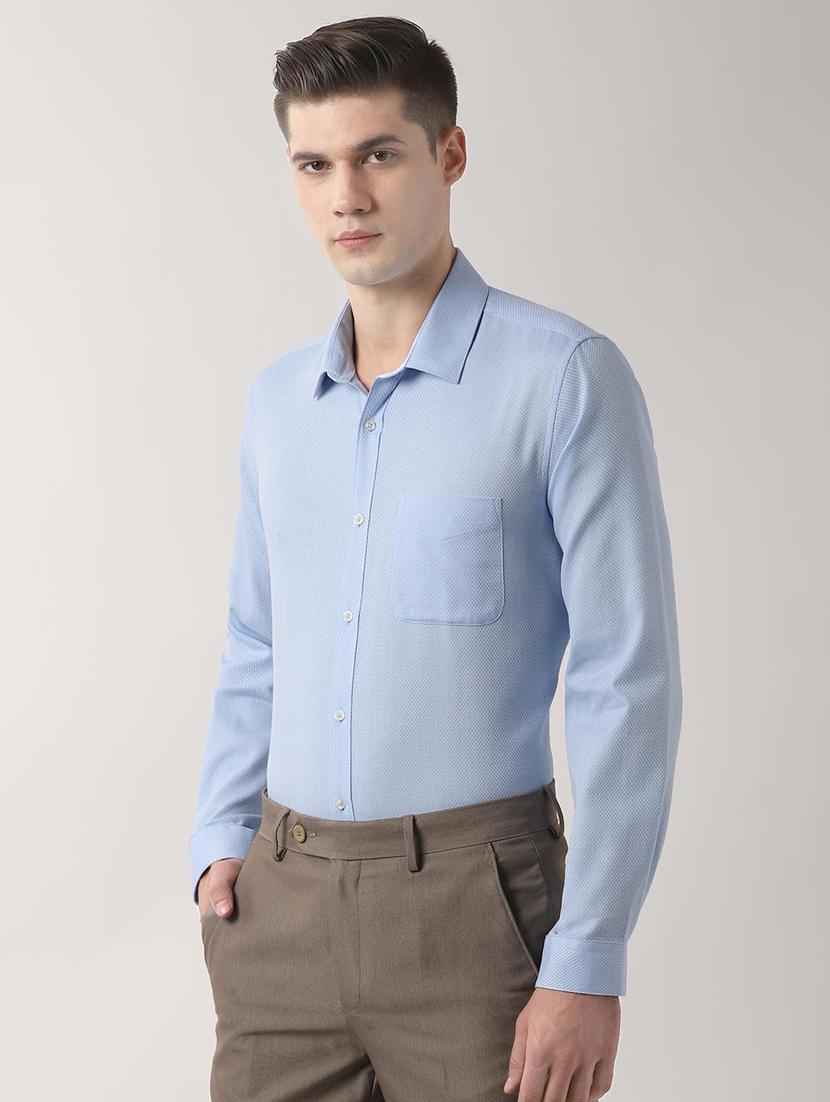 blue self design formal shirt - 16496365 - Zoom Image - 2