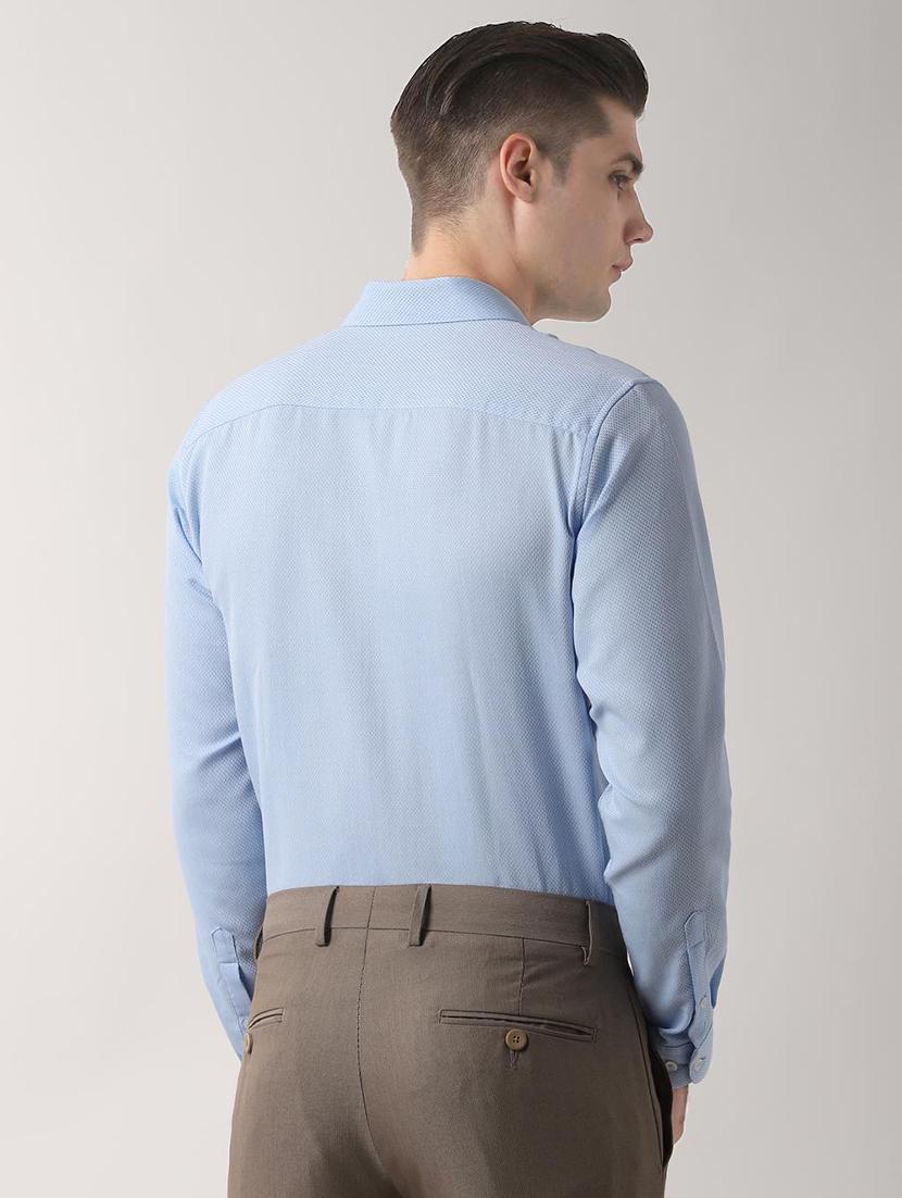blue self design formal shirt - 16496365 - Zoom Image - 3