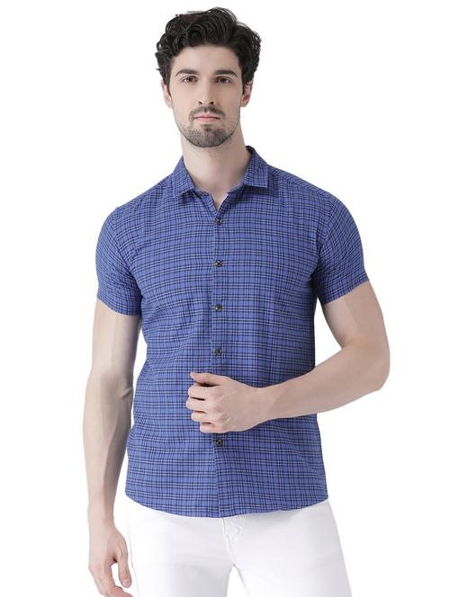 blue checkered casual shirt - 16496529 - Standard Image - 1