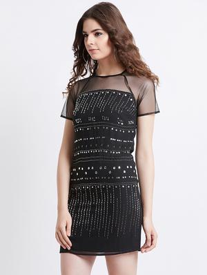raglan sleeved embellished sheath dress - 16496870 - Standard Image - 2