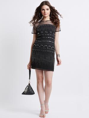 raglan sleeved embellished sheath dress - 16496870 - Standard Image - 4