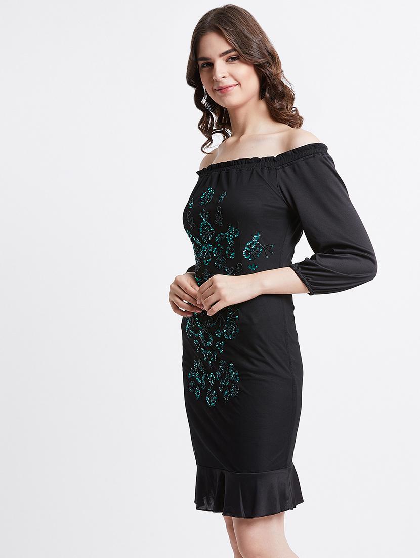 off shoulder embellished sheath dress - 16496871 - Zoom Image - 2