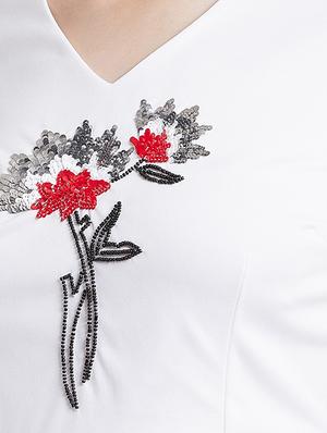 embroidered detail v-neck bodycon dress - 16496872 - Standard Image - 5