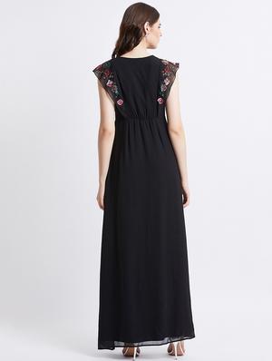 embellished cap sleeved a-line maxi dress - 16496873 - Standard Image - 3