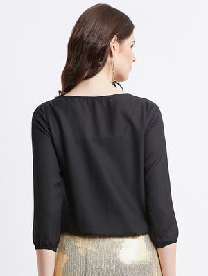 boat neck embellished detail blouson top - 16496882 - Standard Image - 4