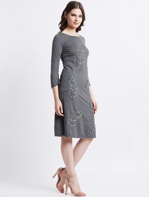 boat neck embellished sheath dress - 16496885 - Standard Image - 2