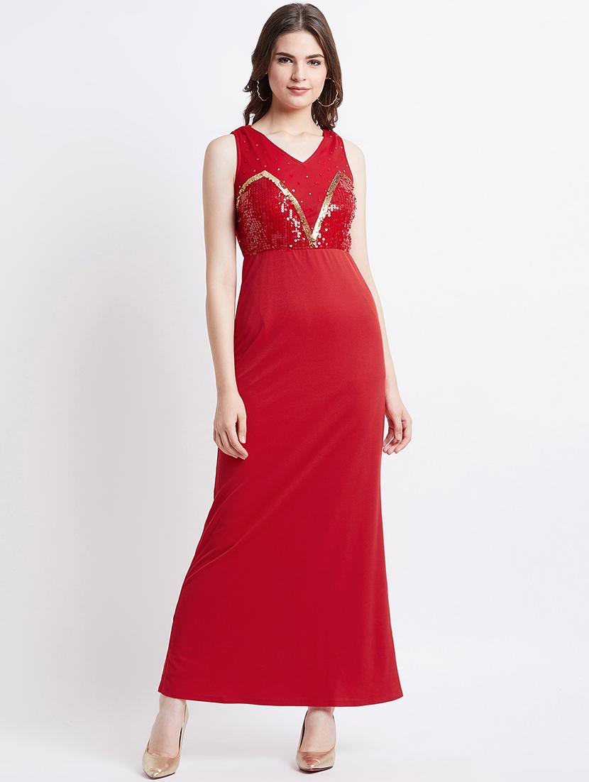 embellished yoke maxi dress - 16496886 - Zoom Image - 1