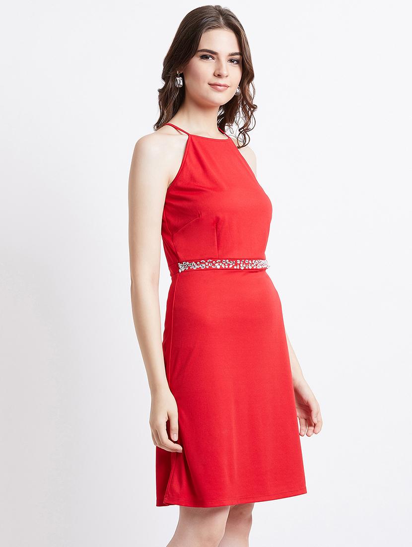 halter neck embellished detail a-line dress - 16496888 - Zoom Image - 2