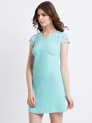 embellished detail solid a-line dress - 16496889 - Standard Image - 3