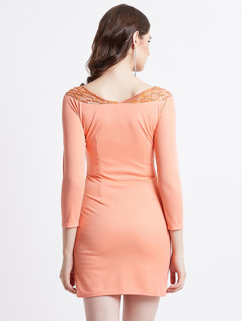 embellished boat neck bodycon dress - 16496894 - Zoom Image - 3