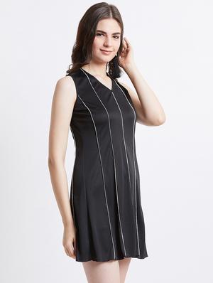 silver piped a-line dress - 16496897 - Standard Image - 2