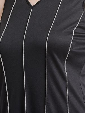 silver piped a-line dress - 16496897 - Standard Image - 5
