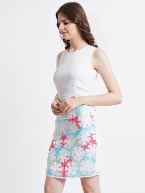 round neck embellished detail sheath dress - 16496900 - Standard Image - 3