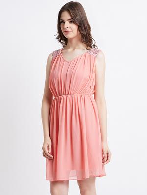 embellished detail gathered blouson dress - 16496901 - Standard Image - 3