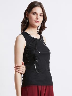 round neck embellished detail top - 16496910 - Standard Image - 3